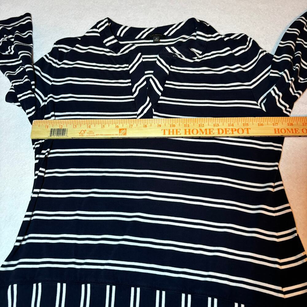 Talbots Black White Stripe V Neck Lyocell Rayon Blend Size M - Picture 4 of 7